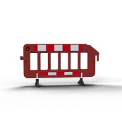 Crowd barrier | made of plastic | fence element red | film RA2/B | red / white